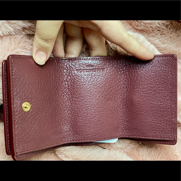 Balenciaga Mini Trifold Wallet in Burgundy - Picture 2 of 5